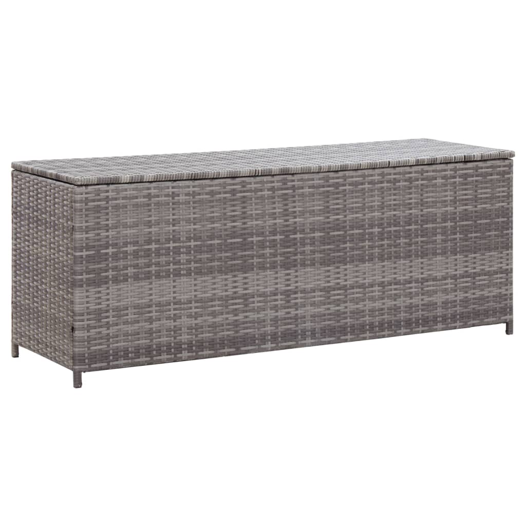 vidaXL Skrzynia ogrodowa, szara, 150 x 50 x 60 cm, rattan PE