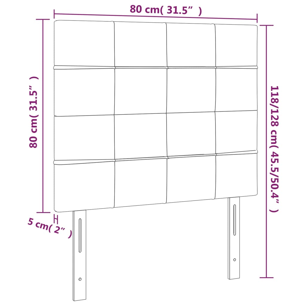 vidaXL Zagłówek do łóżka z LED ciemnobrązowy 80x5x118/128 cm tkanina