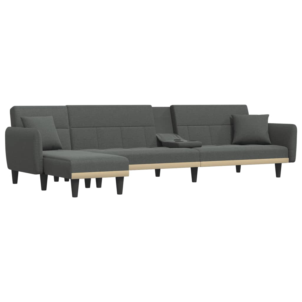 vidaXL Sofa rozkładana L, ciemnoszara, 275x140x70 cm, tkanina