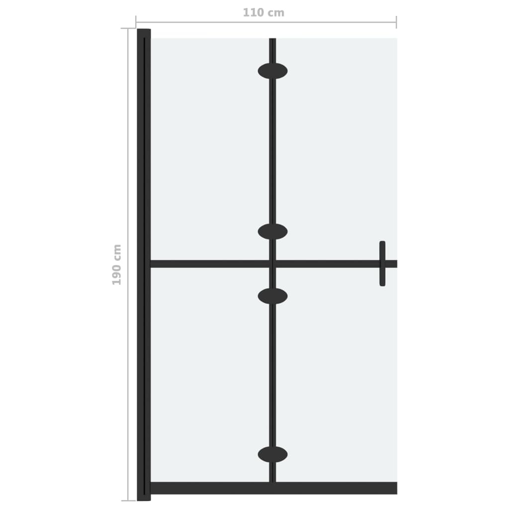 vidaXL Składana ścianka prysznicowa, mrożone szkło ESG, 110x190 cm