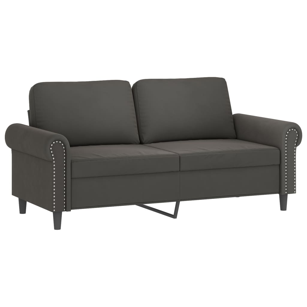 vidaXL 2-osobowa sofa z poduszkami, ciemnoszara, 140 cm, aksamit