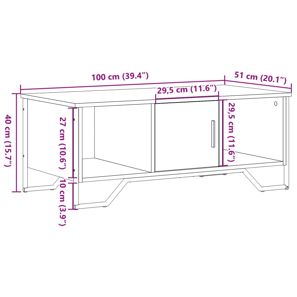 vidaXL Stolik kawowy, czarny 100x51x40 cm, materiał drewnopochodny