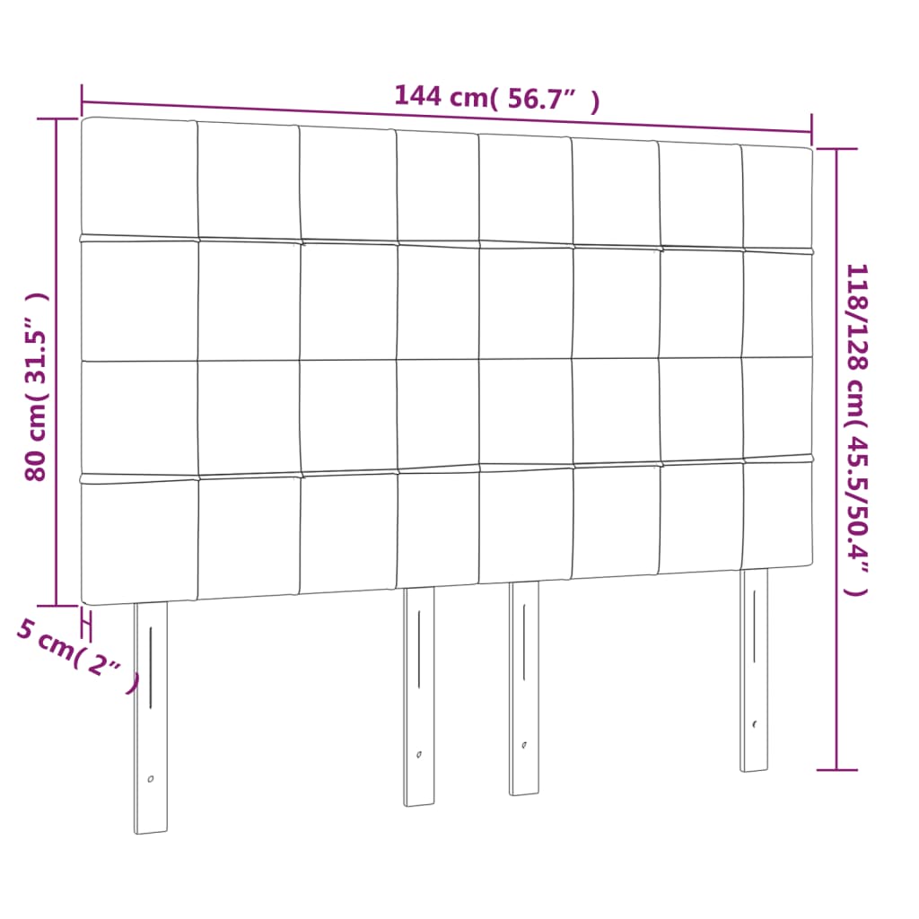 vidaXL Zagłówek do łóżka z LED, ciemnozielony, 144x5x118/128 cm