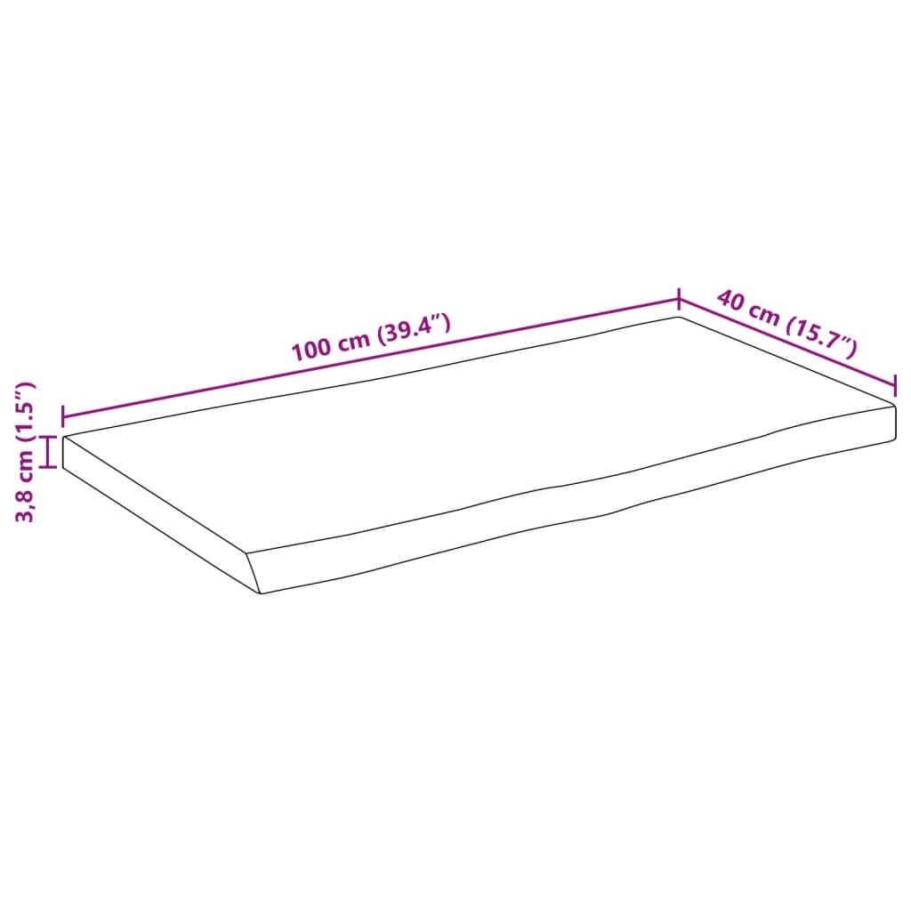 vidaXL Blat stołu, 100x40x3,8 cm, naturalna krawędź, lite drewno mango