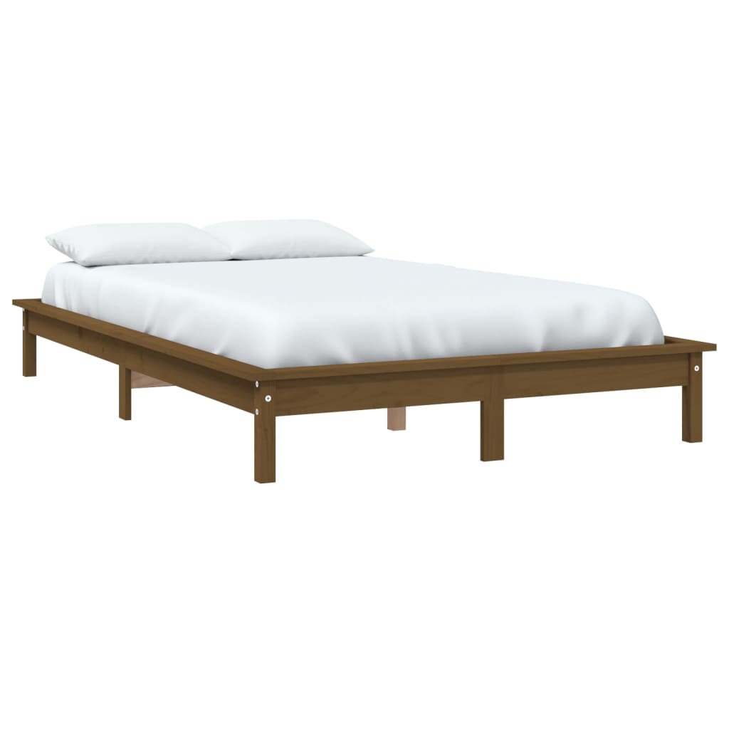 vidaXL Rama łóżka, miodowy brąz, 135x190 cm, lite drewno sosnowe