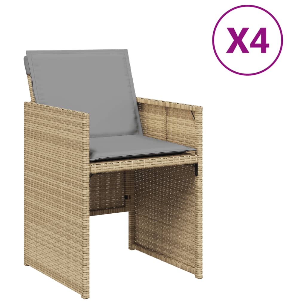 vidaXL Krzesła ogrodowe z poduszkami, 4 szt., mieszany beż, polirattan