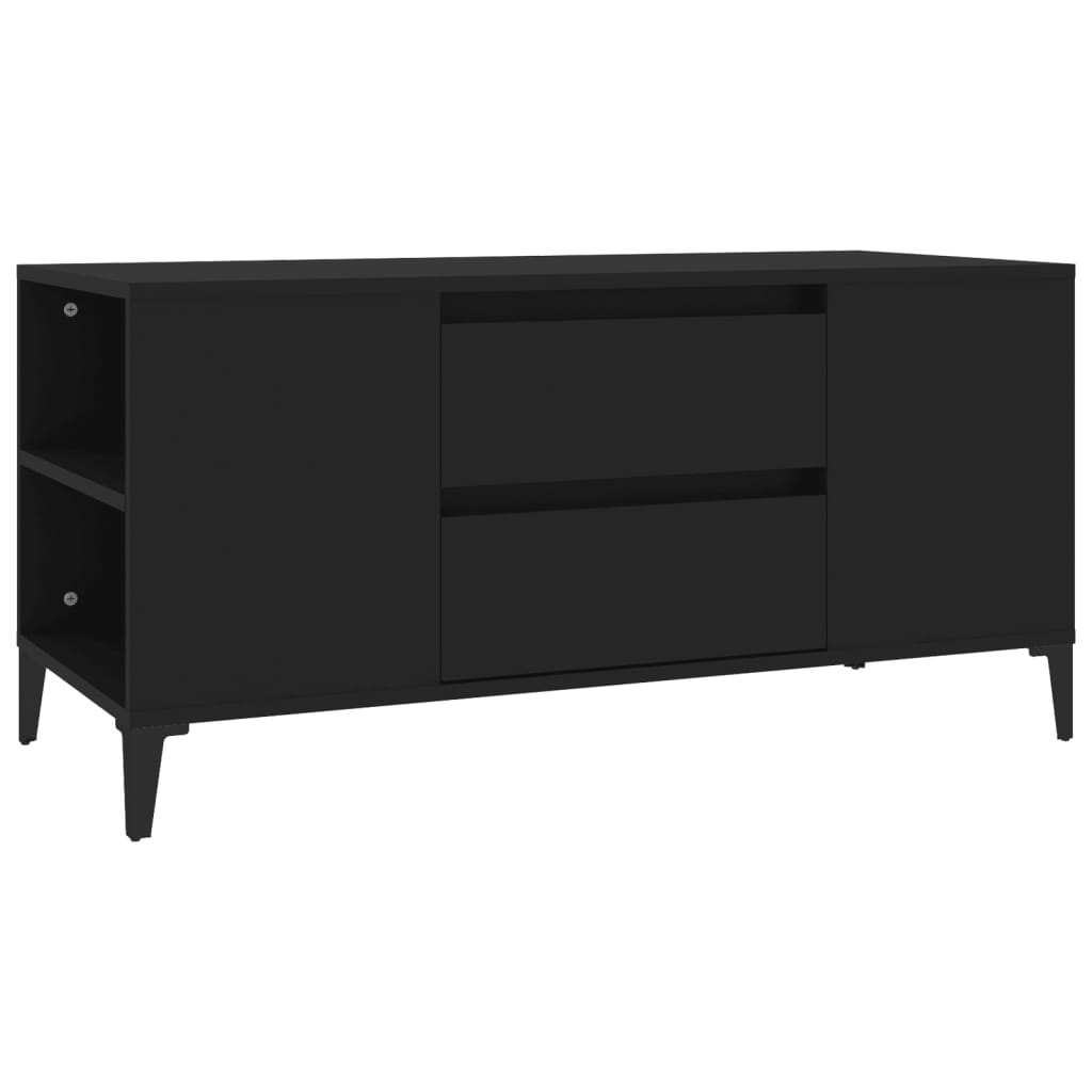 vidaXL Szafka pod TV, czarna, 102x44,5x50 cm, materiał drewnopochodny