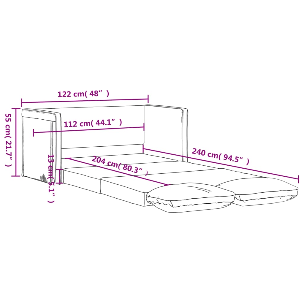 vidaXL Sofa podłogowa 2-w-1, ciemnożółta, 122x204x55 cm, aksamit