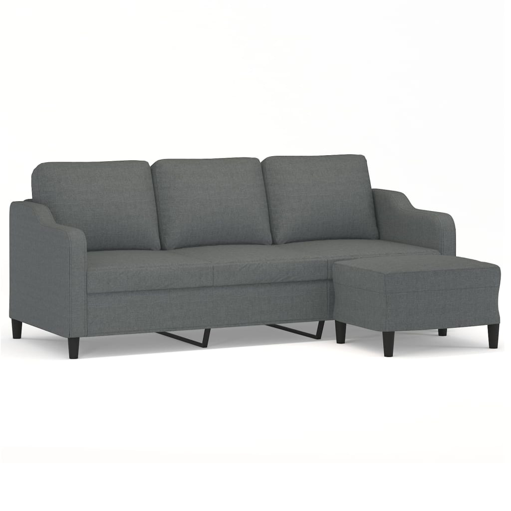 vidaXL 3-osobowa sofa z podnóżkiem, ciemnoszary, 180 cm, tkaniną