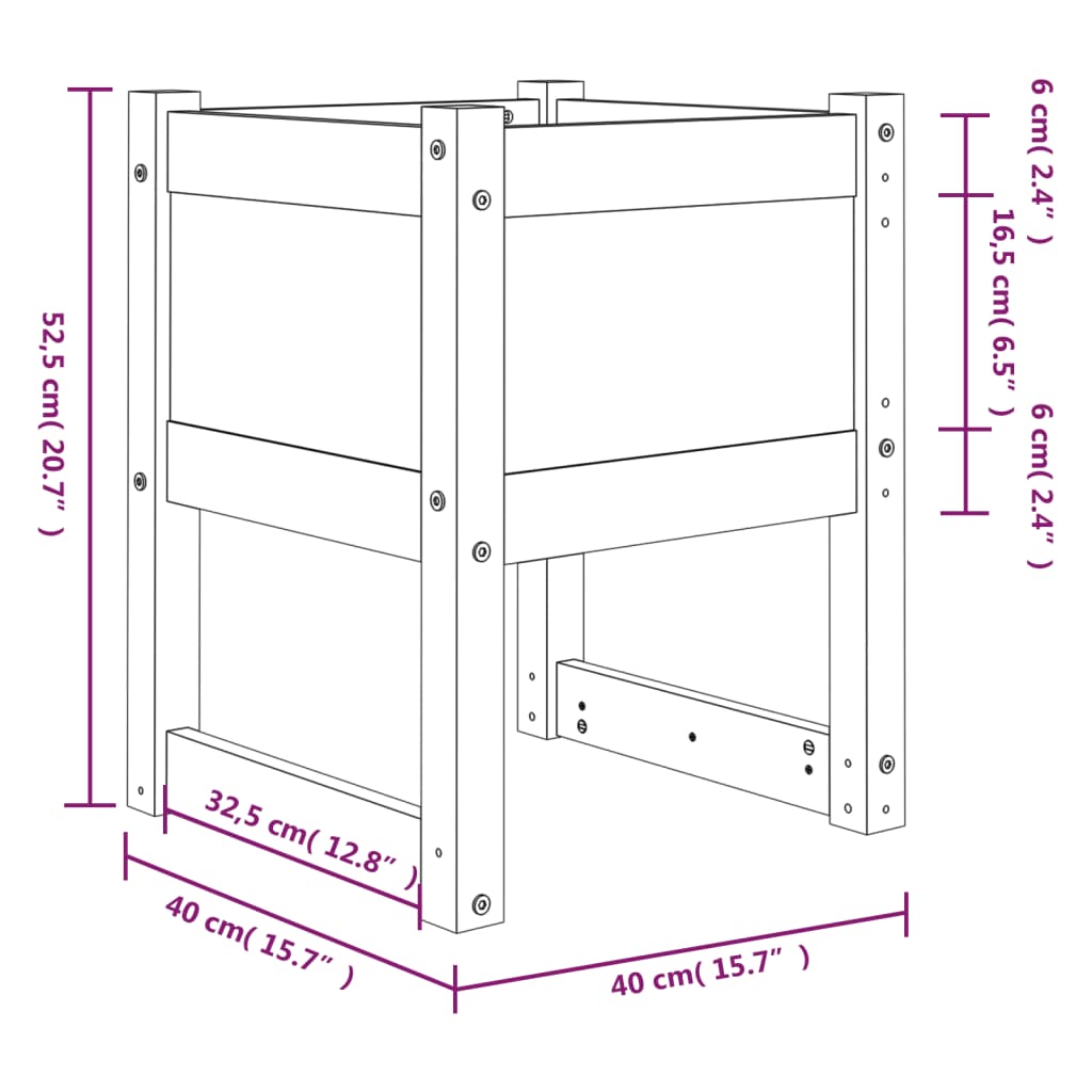 vidaXL Donica, szara, 40x40x52,5 cm, lite drewno sosnowe