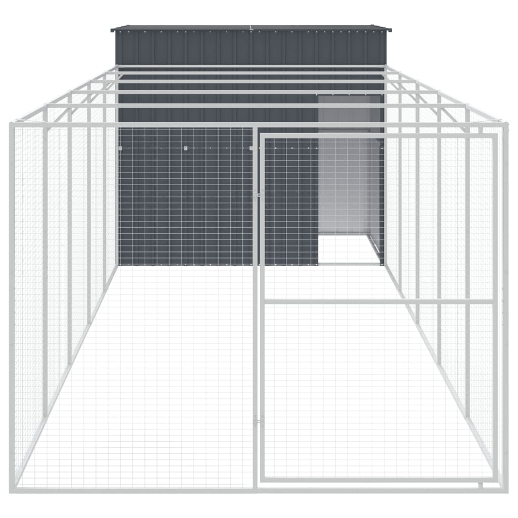 vidaXL Buda dla psa, z wybiegiem, antracytowa, 214x661x181 cm, stal