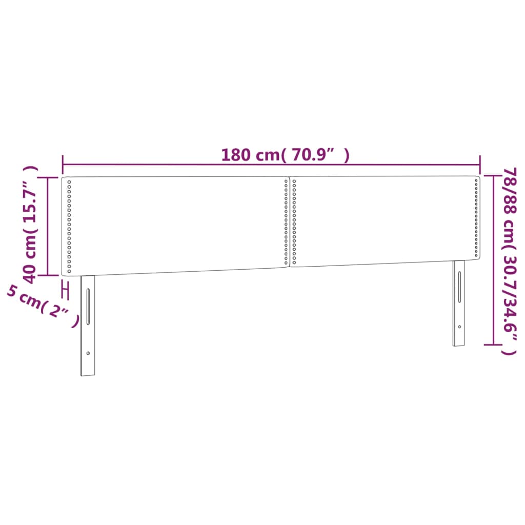 vidaXL Zagłówek do łóżka z LED, ciemnoszary, 180x5x78/88 cm, tkanina