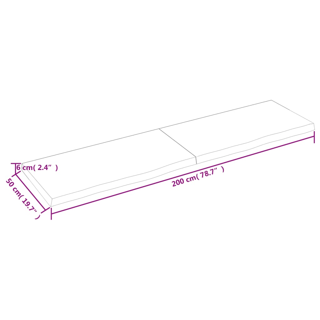 vidaXL Blat do łazienki, ciemnobrązowy, 200x50x(2-6) cm, lite drewno