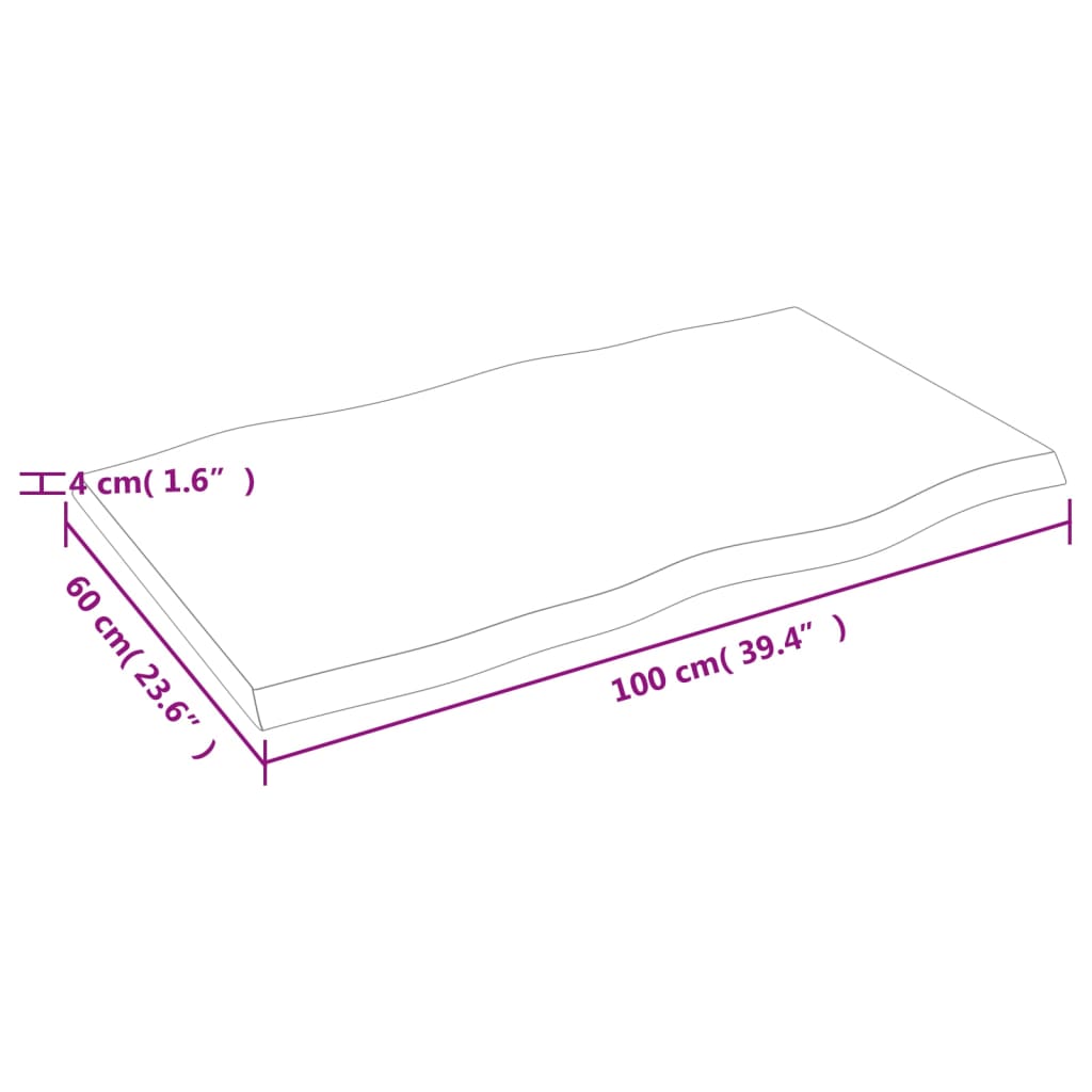 vidaXL Blat stołu, 100x60x(2-4)cm surowy, lity dąb naturalną krawędzią