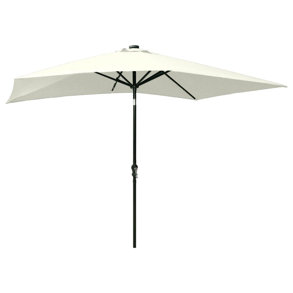 vidaXL Parasol ogrodowy z LED i stalowym słupkiem, piaskowy, 2x3 m