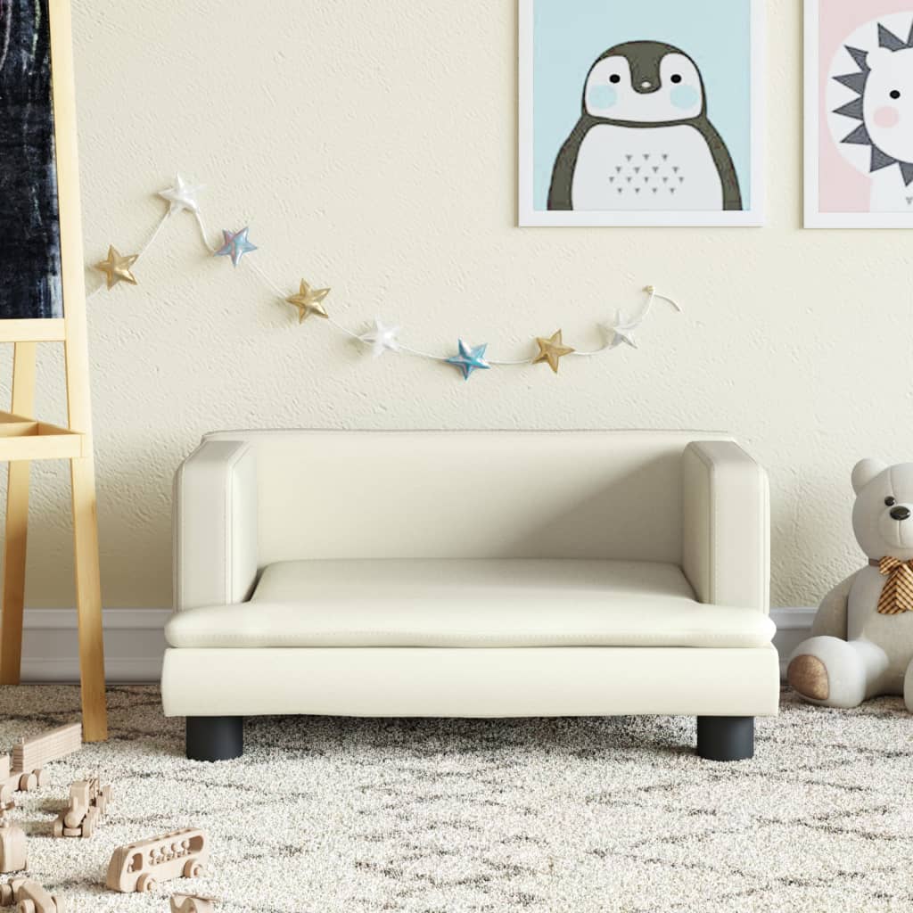 vidaXL Sofa dla dzieci, kremowa, 60x40x30 cm, sztuczna skóra