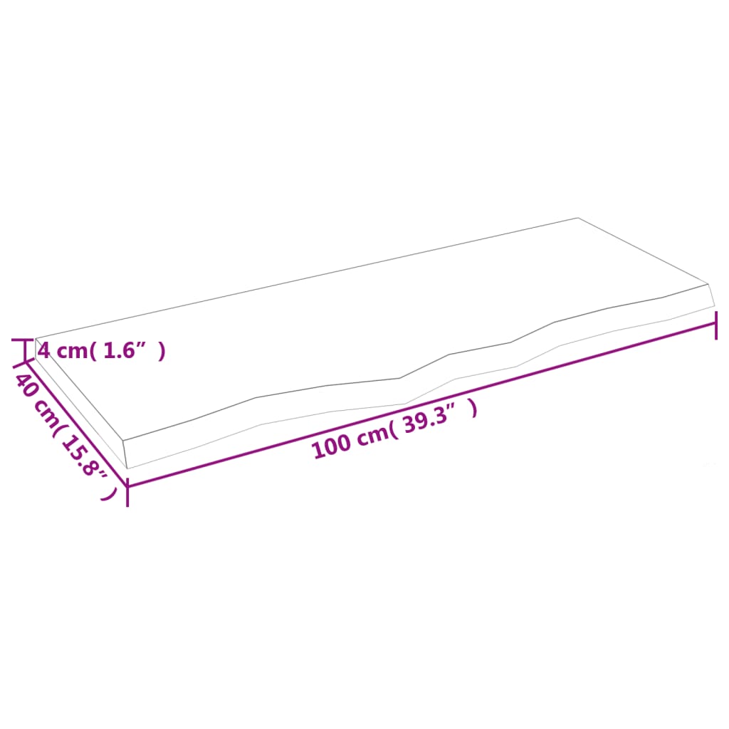 vidaXL Blat do stołu, jasnobrązowy, 100x40x(2-4)cm, lite drewno dębowe