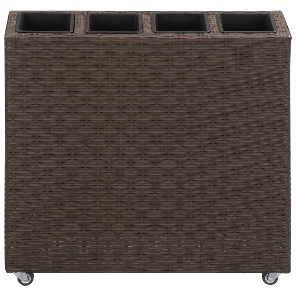 vidaXL Podwyższona donica z 4 wkładami 80x22x79 cm, rattan PE, brązowa