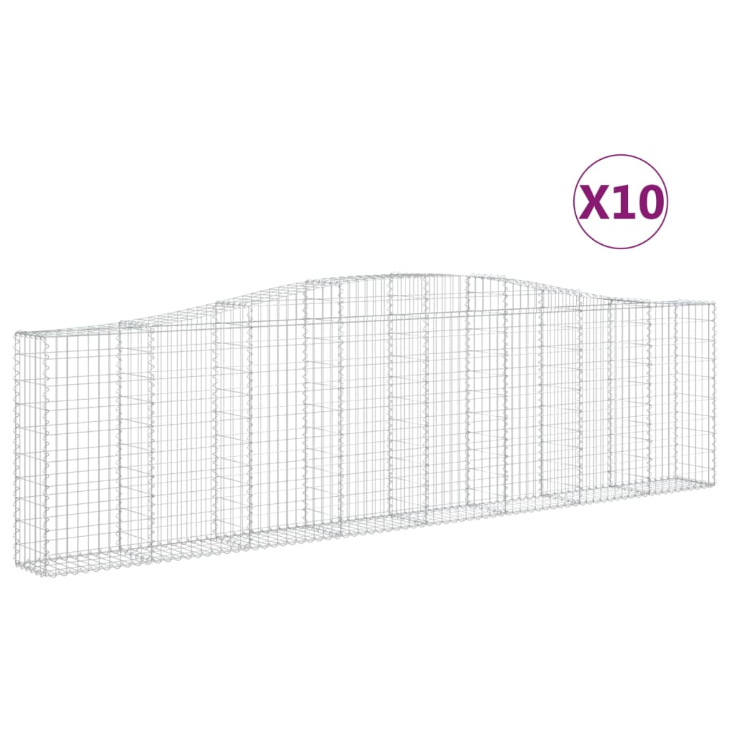 vidaXL Kosze gabionowe, 10 szt, 400x30x100/120cm, galwanizowane żelazo