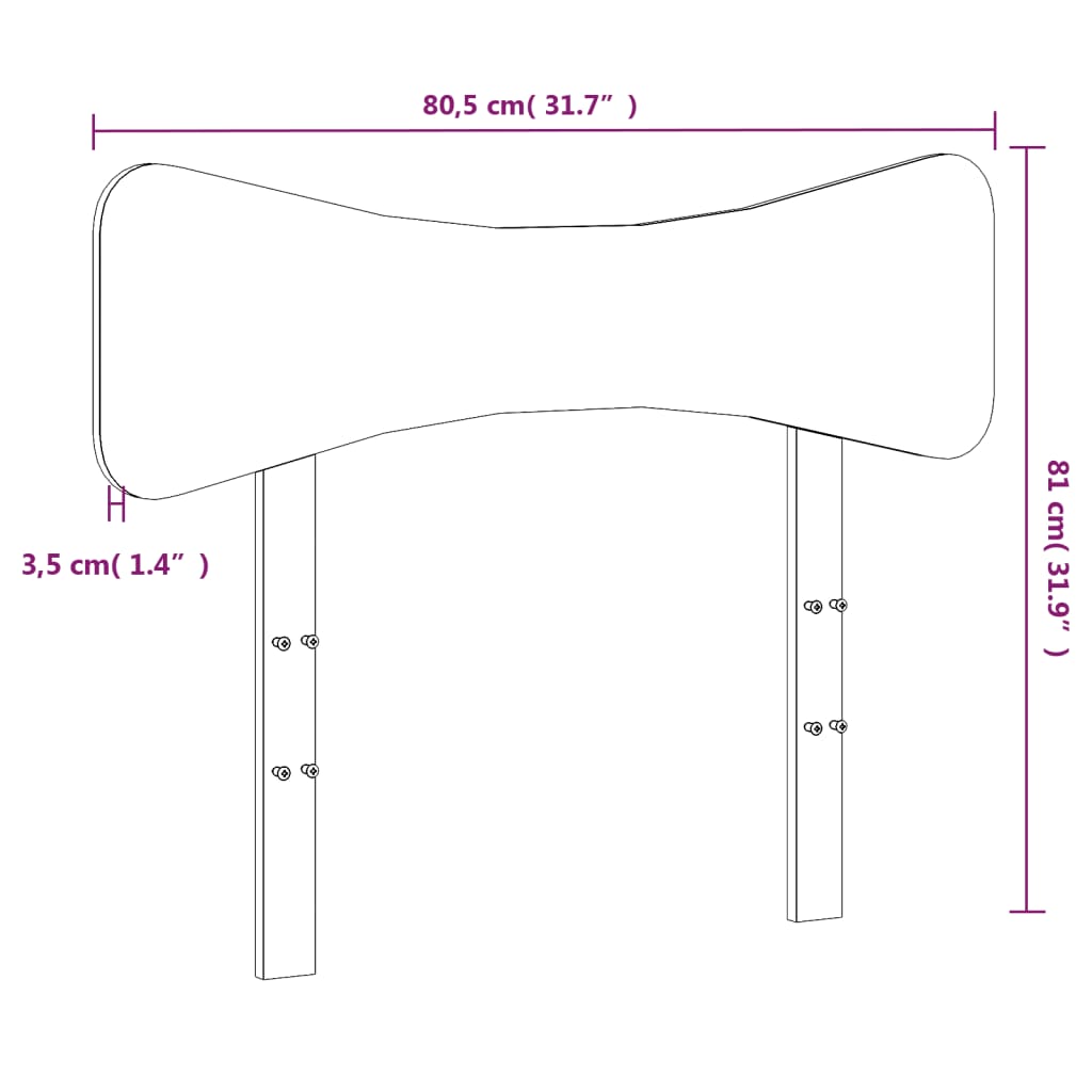 vidaXL Wezgłowie łóżka, woskowy brąz, 75 cm, lite drewno sosnowe