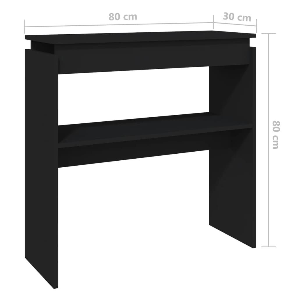 vidaXL Stolik konsolowy, czarna, 80x30x80 cm, materiał drewnopochodny