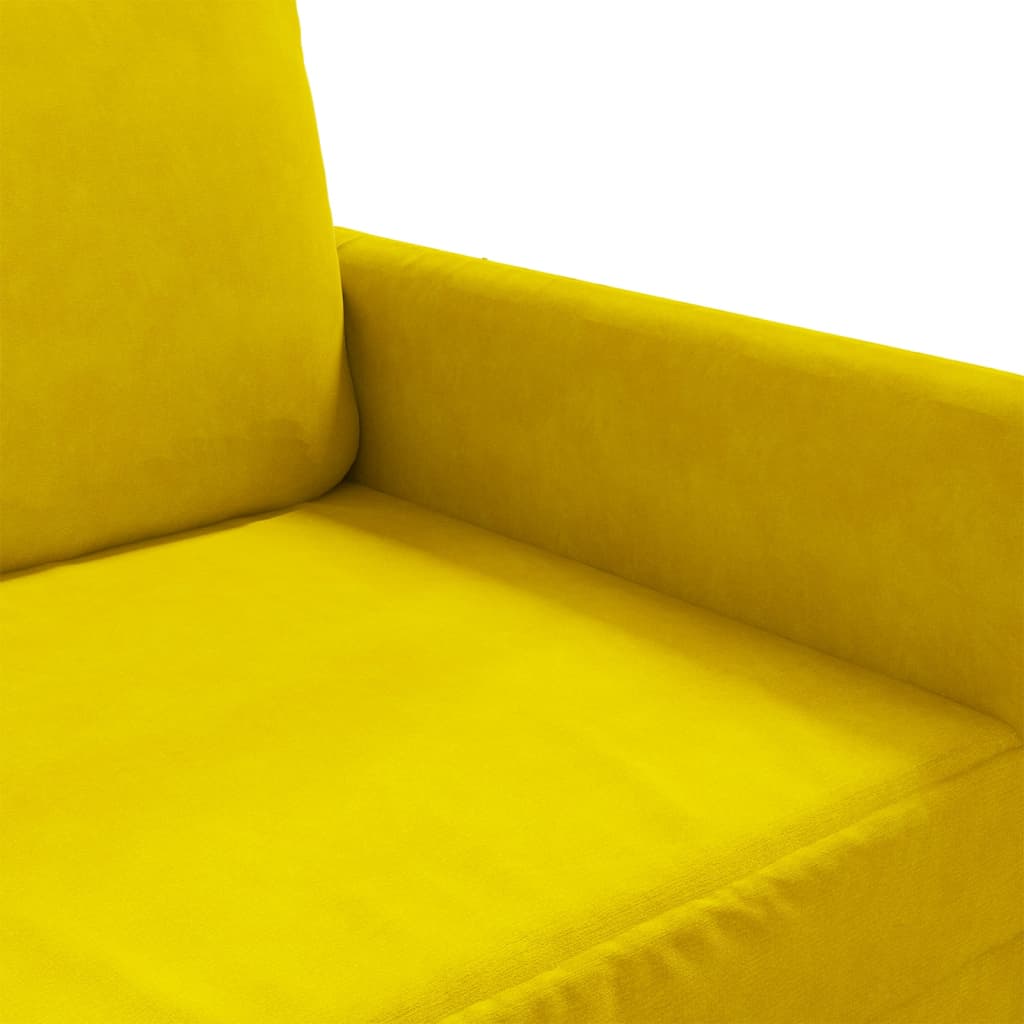 vidaXL Sofa 2-osobowa, żółta, 120 cm, tapicerowana aksamitem