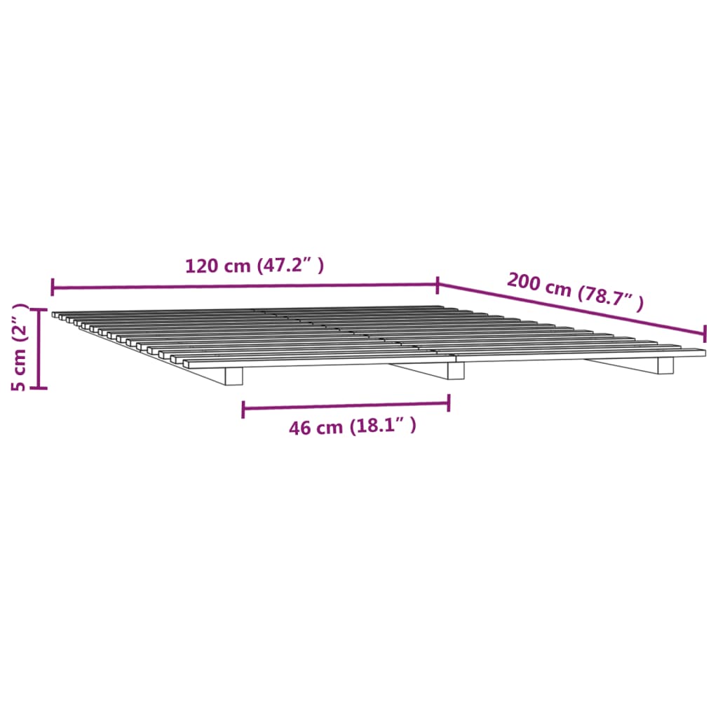 vidaXL Rama łóżka, miodowy brąz, 120 x 200 cm, lite drewno sosnowe