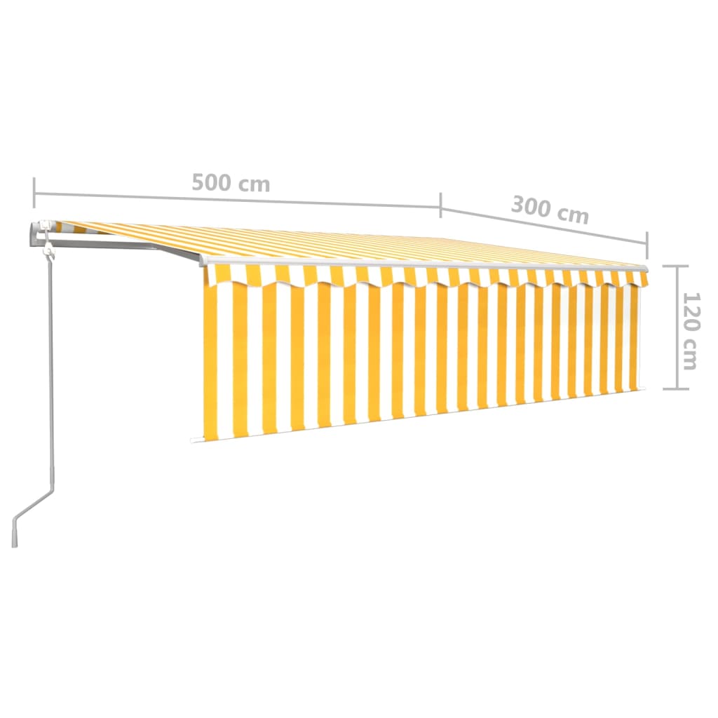 vidaXL Automatycznie zwijana markiza, LED i czujnik wiatru, 5x3 m