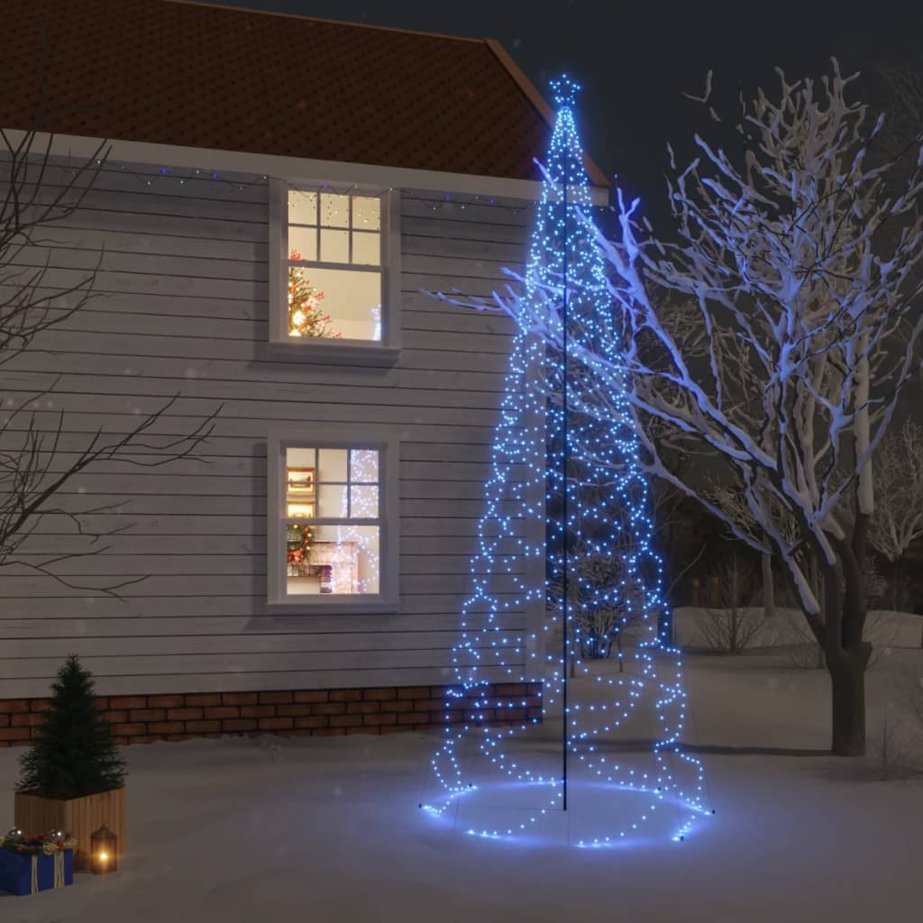 vidaXL Choinka z metalowym słupkiem, 1400 niebieskich diod LED, 5 m