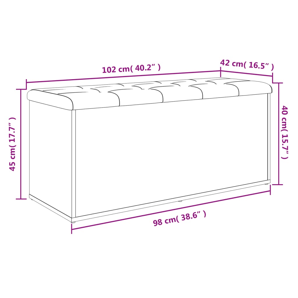 vidaXL Ławka ze schowkiem, biała, 102x42x45 cm materiał drewnopochodny