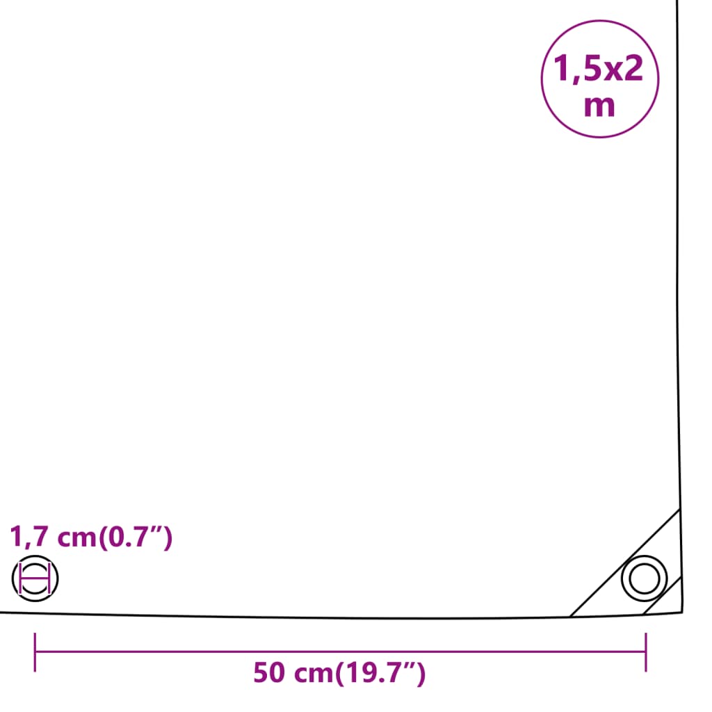 vidaXL Plandeka, szara, 1,5x2 m, 650 g/m²