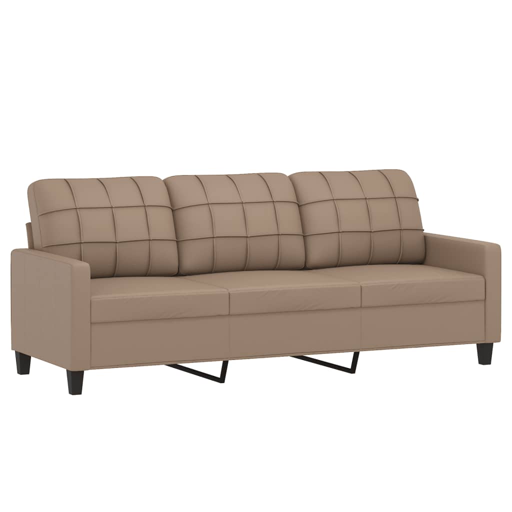 vidaXL 3-osobowa sofa z podnóżkiem, cappuccino, 180 cm, sztuczna skóra