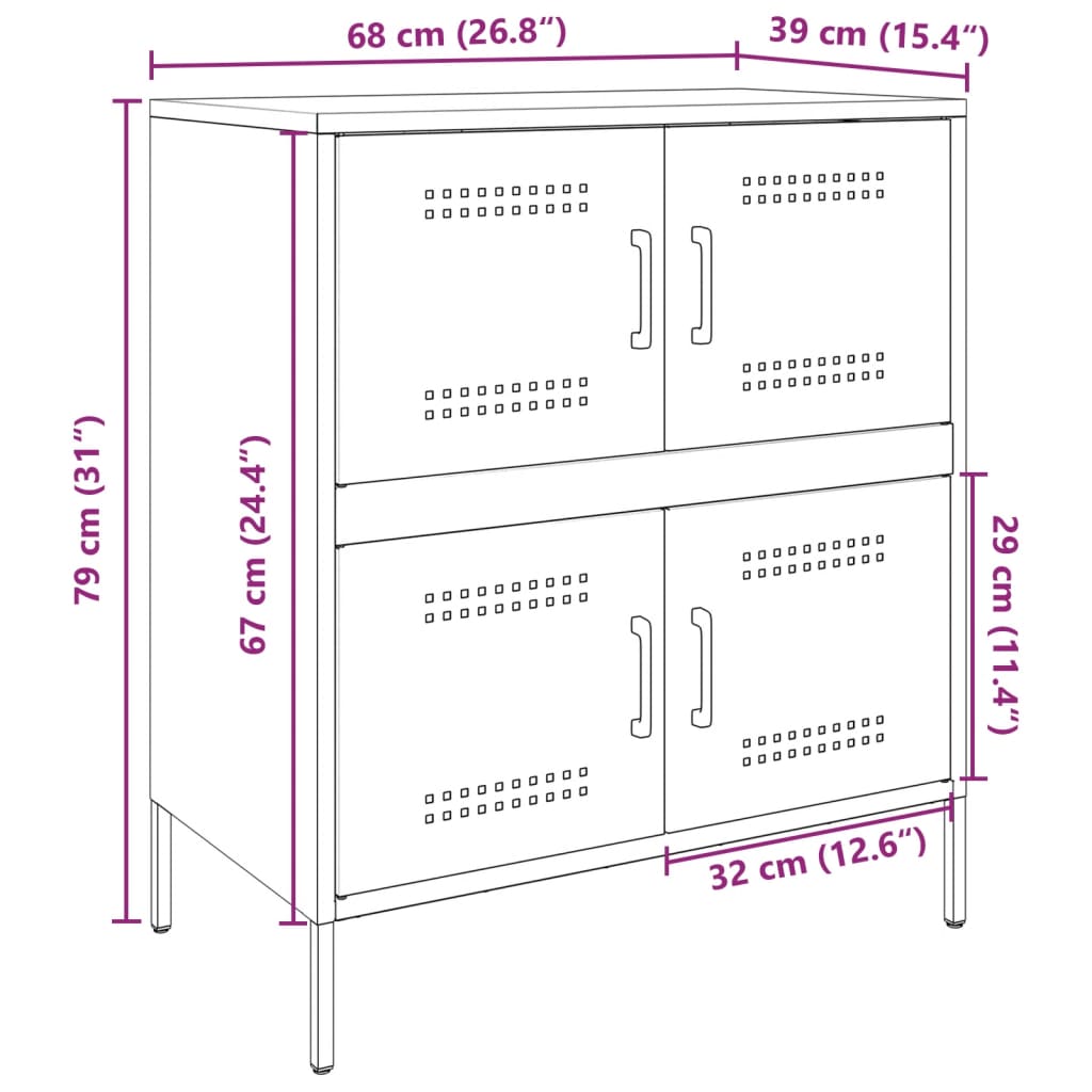 vidaXL Szafka, biała, 68x39x79 cm, stal