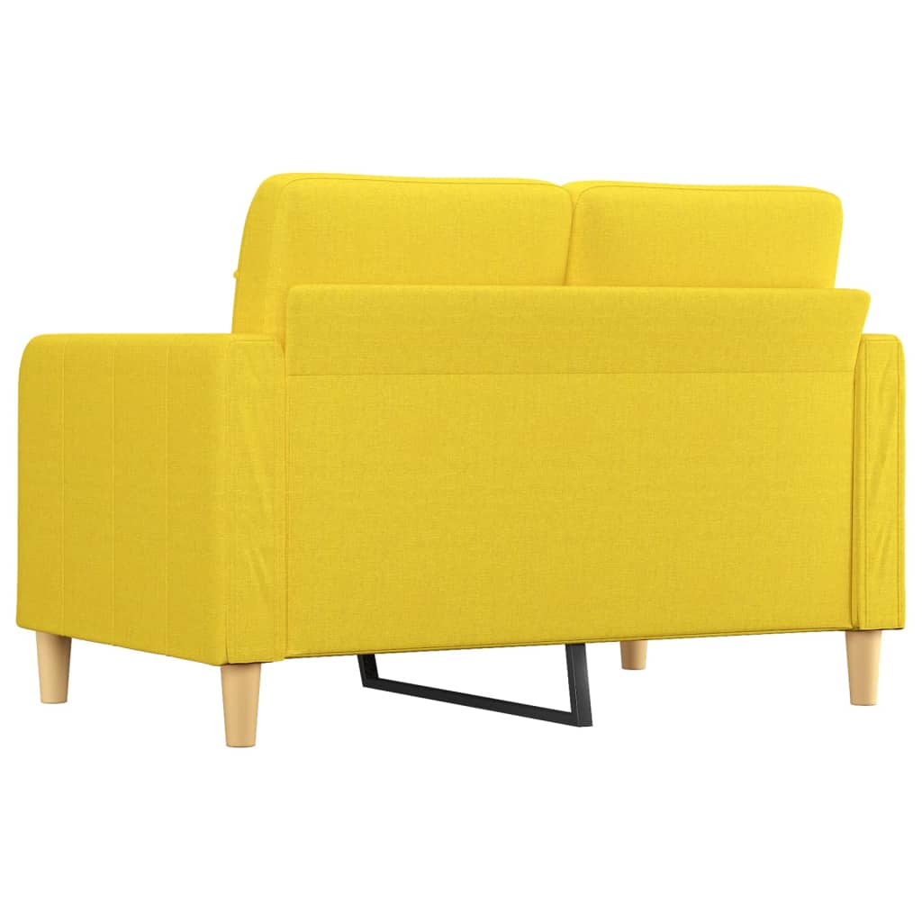 vidaXL Sofa 2-osobowa, jasnożółta, 120 cm, tapicerowana tkaniną