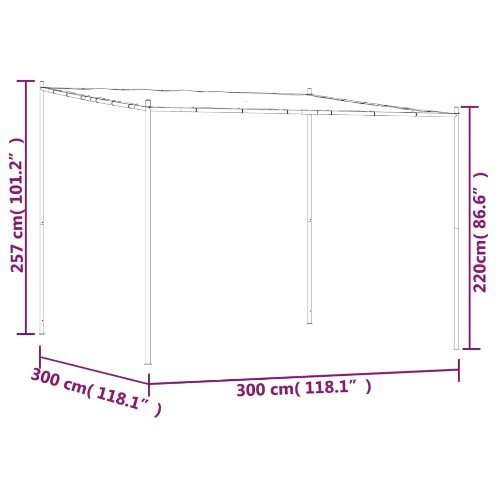 vidaXL Altana, biała, 3x3 m, 180 g/m², tkanina i stal