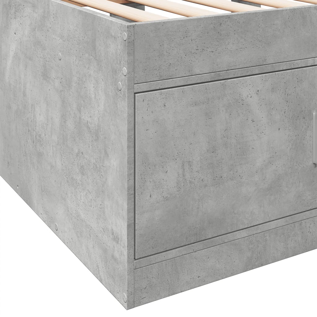 vidaXL Łóżko dzienne z szufladami, szarość betonu, 100x200 cm
