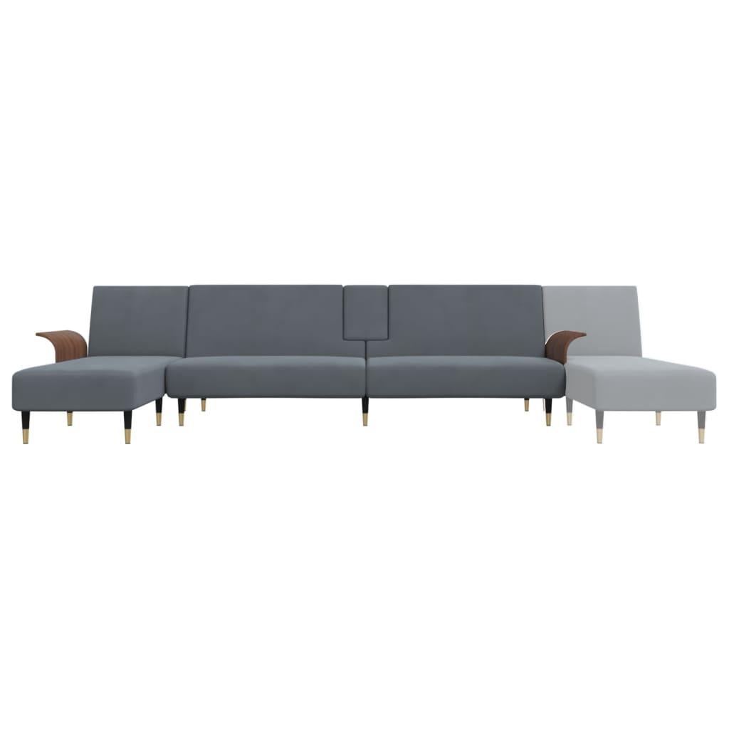 vidaXL Sofa rozkładana L, ciemnoszara, 279x140x70 cm, aksamit