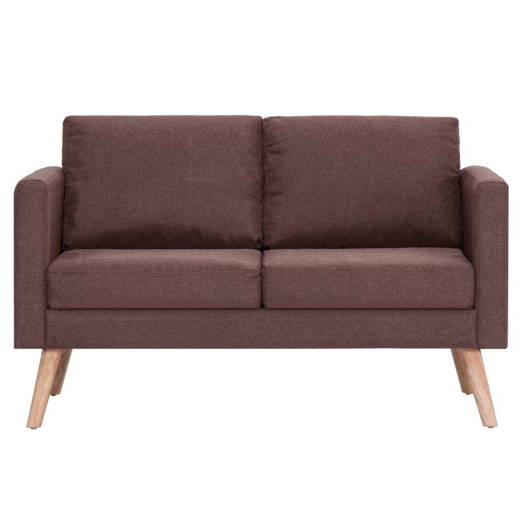 vidaXL 2-osobowa sofa tapicerowana tkaniną, brązowa