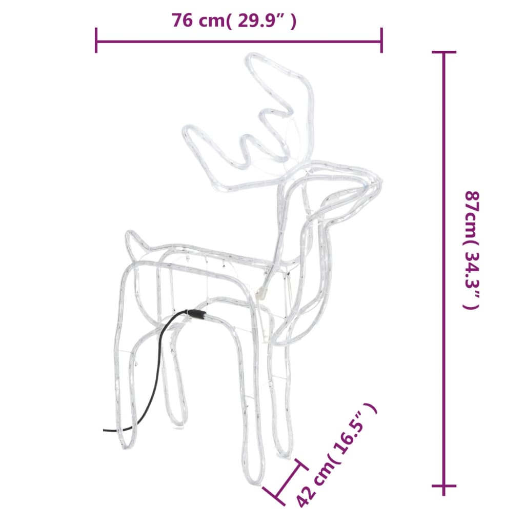 vidaXL Renifery ozdobne z ciepłym białym LED, 2 szt., 76x42x87 cm