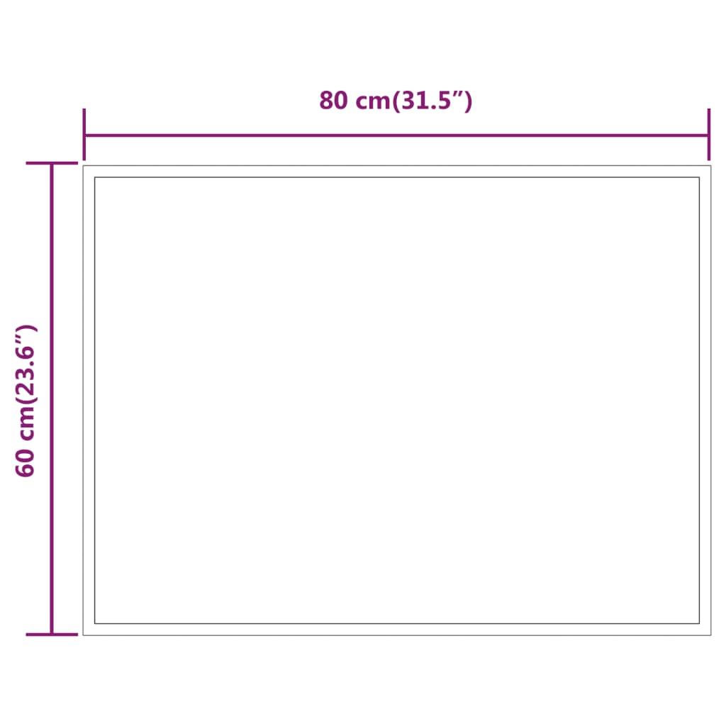 vidaXL Lustro łazienkowe z LED, 80x60 cm