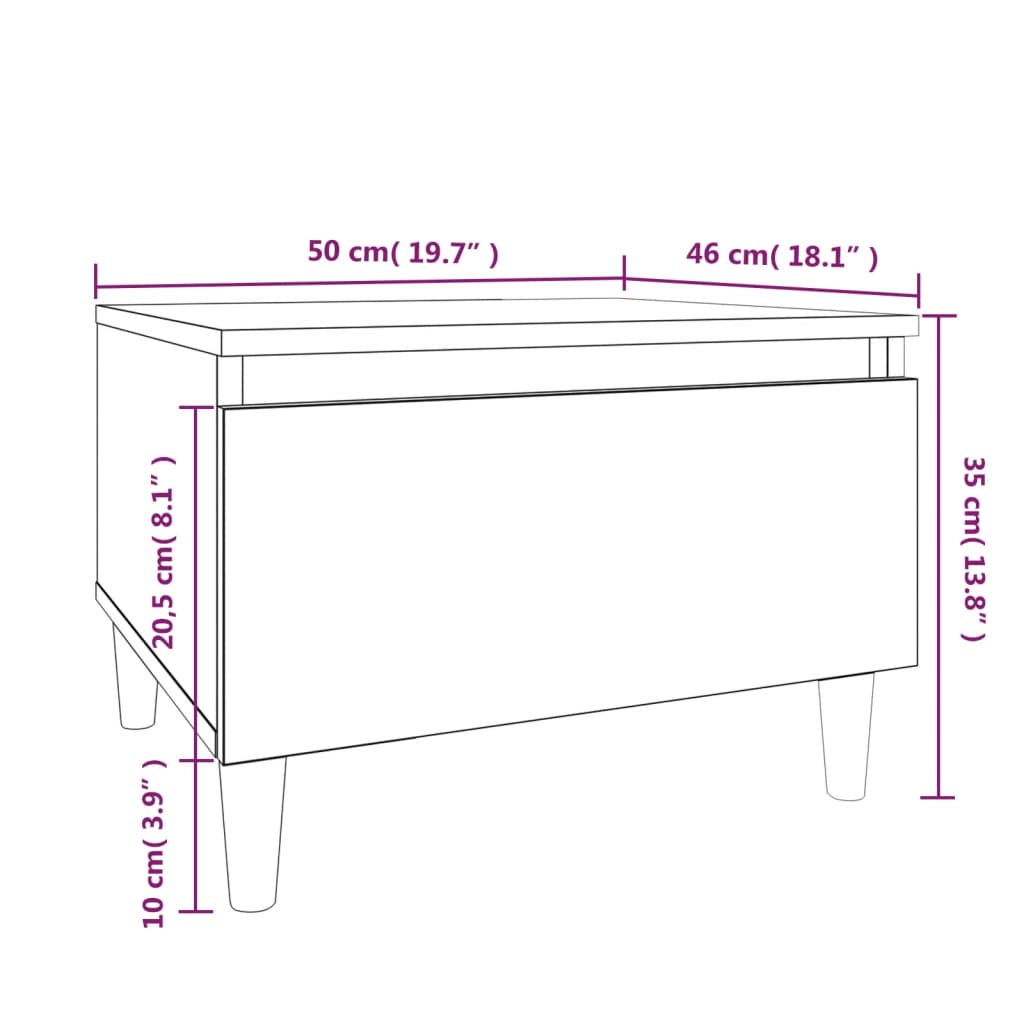 vidaXL Stolik boczny, biały, 50x46x35 cm, materiał drewnopochodny