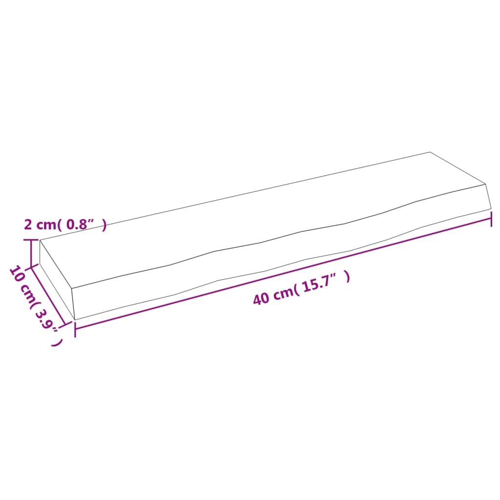 vidaXL Półka, jasnobrązowa, 40x10x2 cm, lakierowane lite drewno dębowe