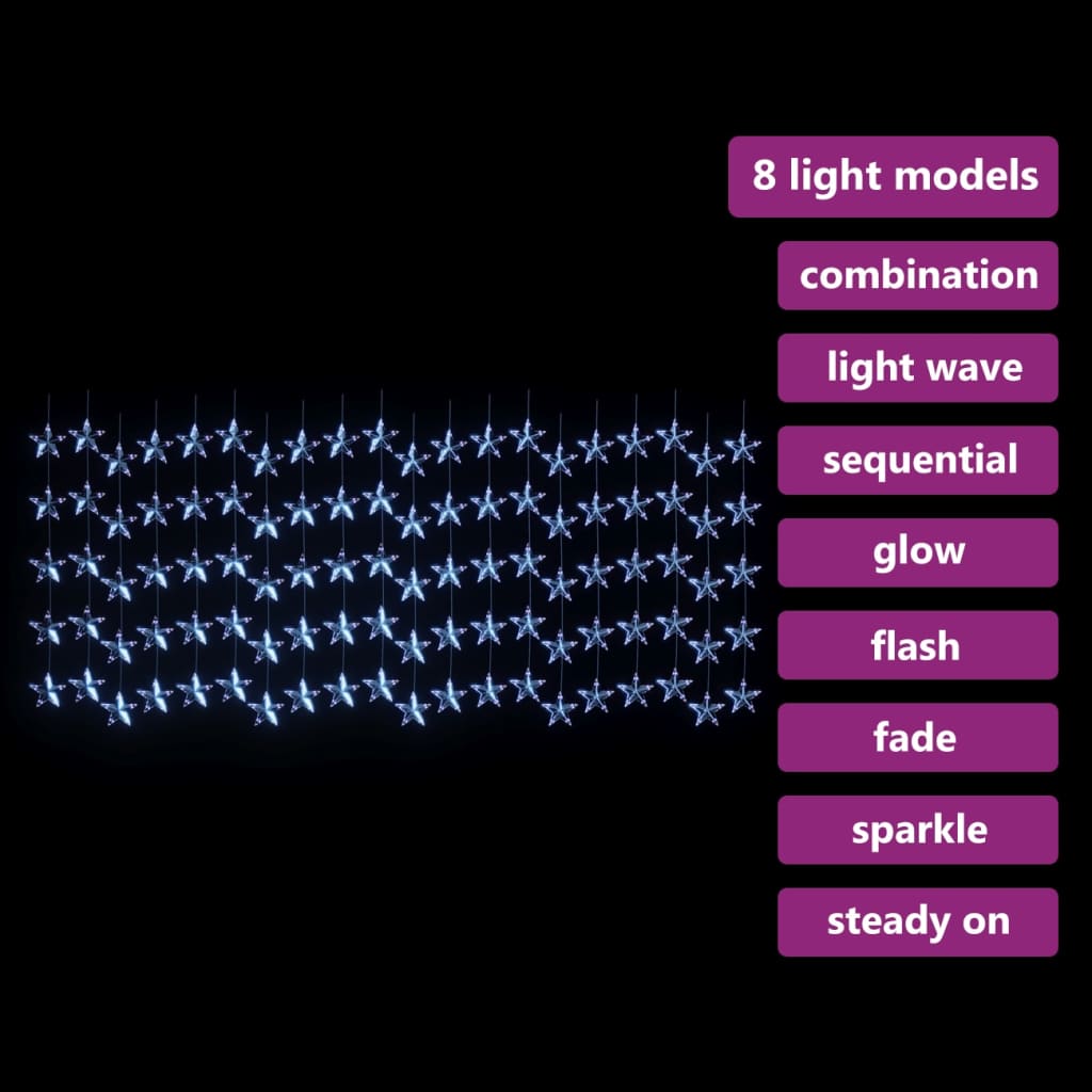 vidaXL Zasłona świetlnych gwiazdek, 500 niebieskich diod LED 8 funkcji