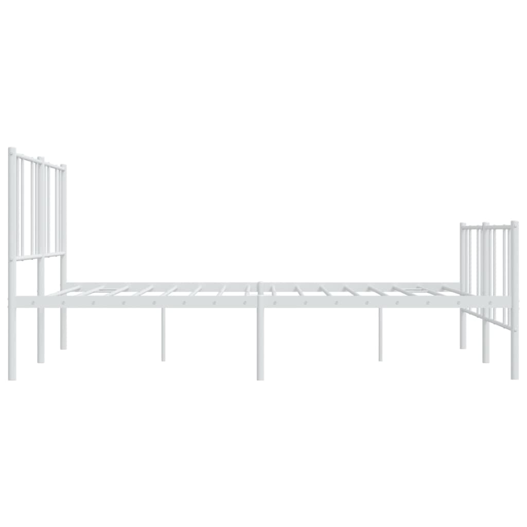 vidaXL Metalowa rama łóżka z wezgłowiem i zanóżkiem, biała, 200x200 cm