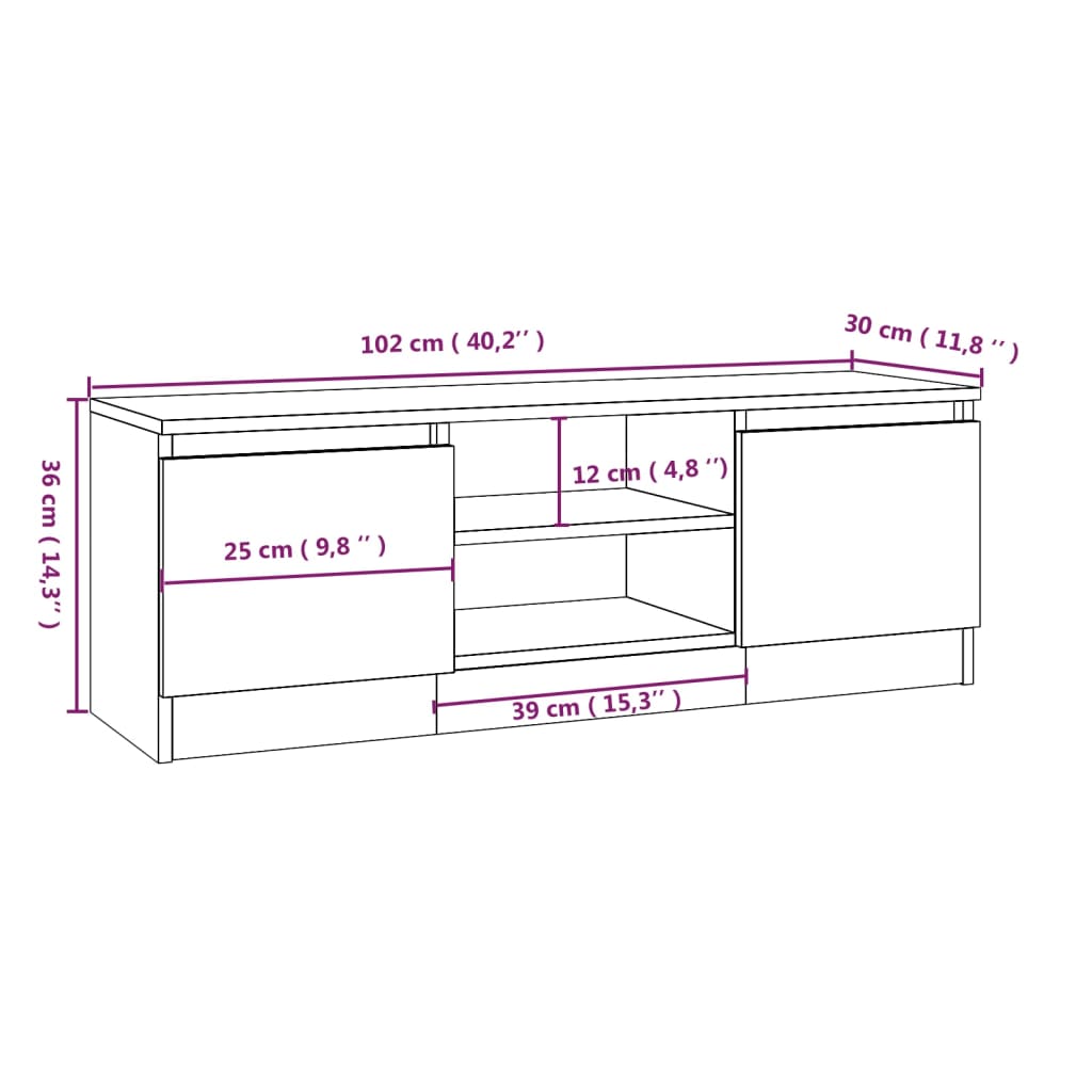 vidaXL Szafka pod TV, z drzwiczkami, biała, 102x30x36 cm