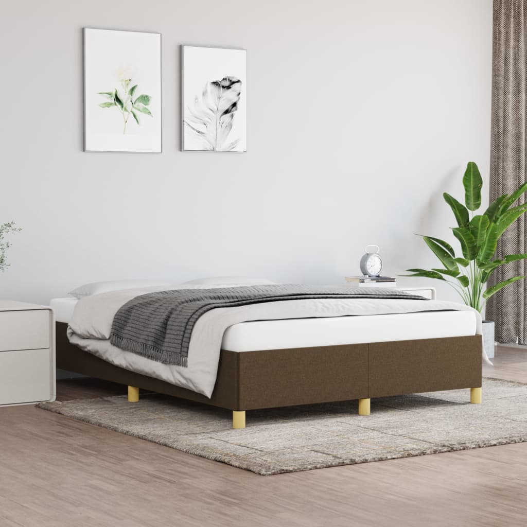 vidaXL Rama łóżka, ciemnobrązowa, 140x190 cm, obita tkaniną