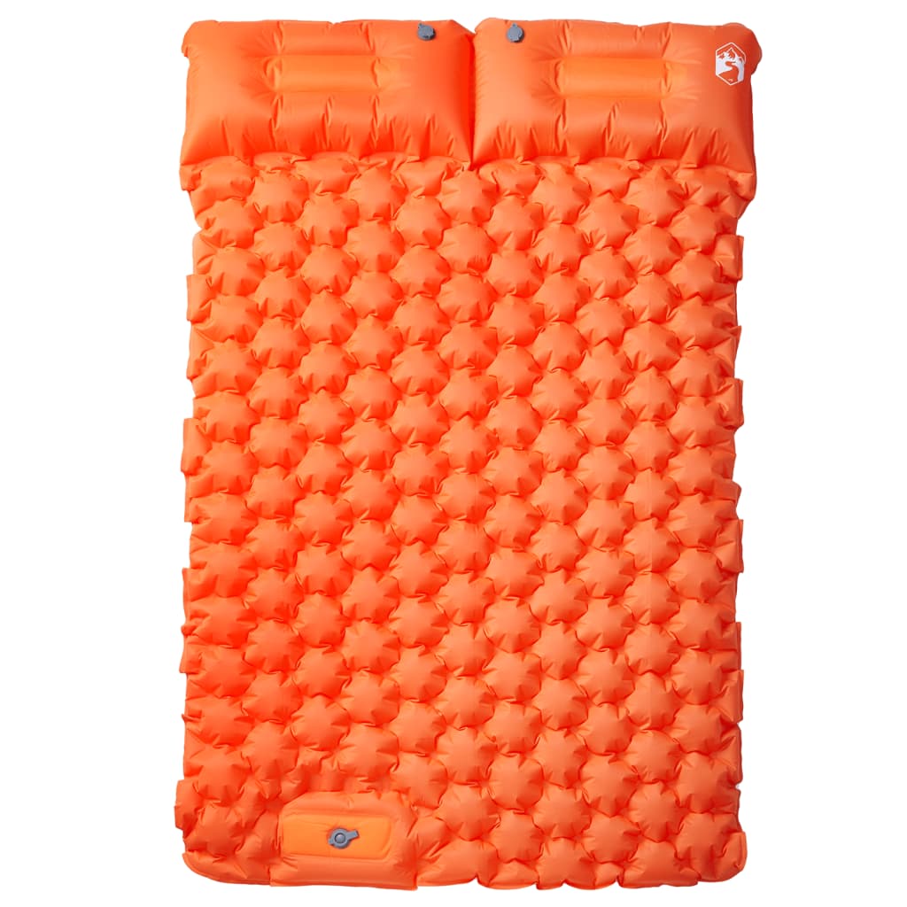 vidaXL Materac samopompujący z poduszkami, 2-osobowy, pomarańczowy