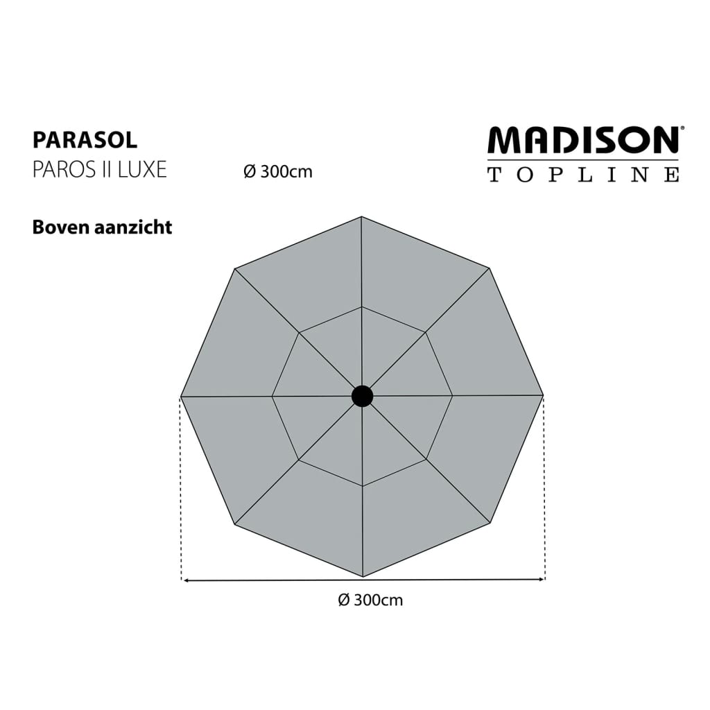 Madison Parasol ogrodowy Paros II Luxe, 300 cm, szałwiowa zieleń