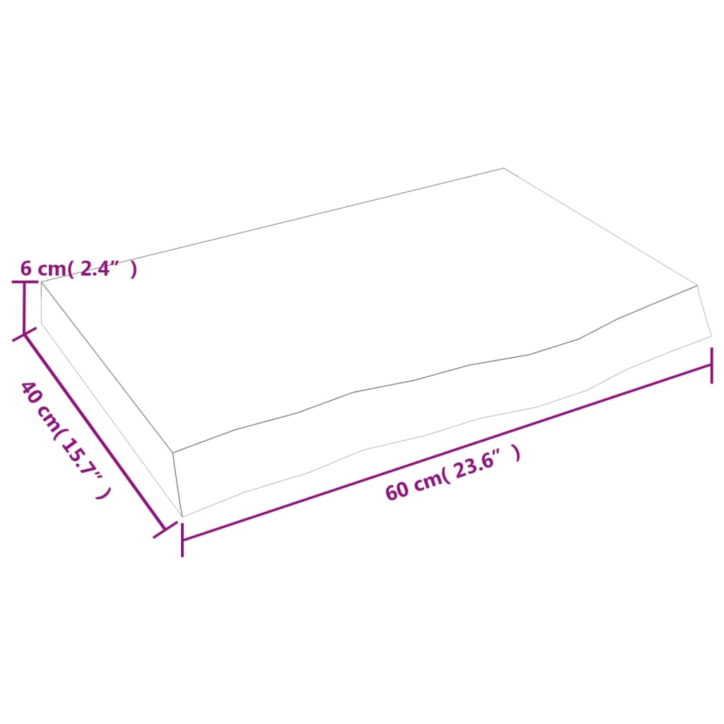 vidaXL Blat do łazienki, ciemnobrązowy, 60x40x(2-6) cm, lite drewno