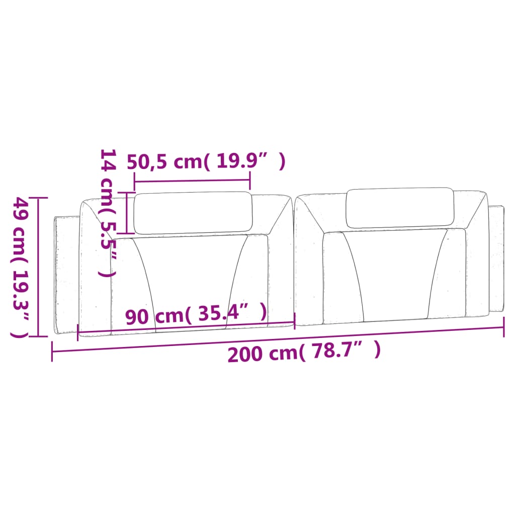 vidaXL Poduszka na wezgłowie, brązowa, 200 cm, sztuczna skóra